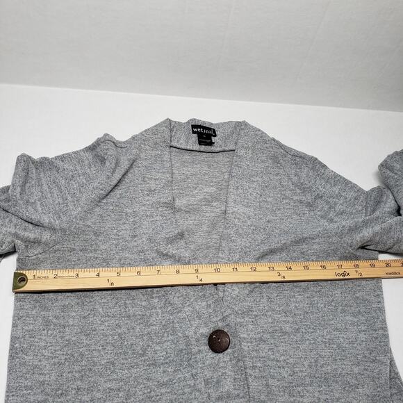 Wet Seal Long Cardigan Womens XL Gray Long Sleeve Preppy V-Neck Office Bohemian - Picture 16 of 16